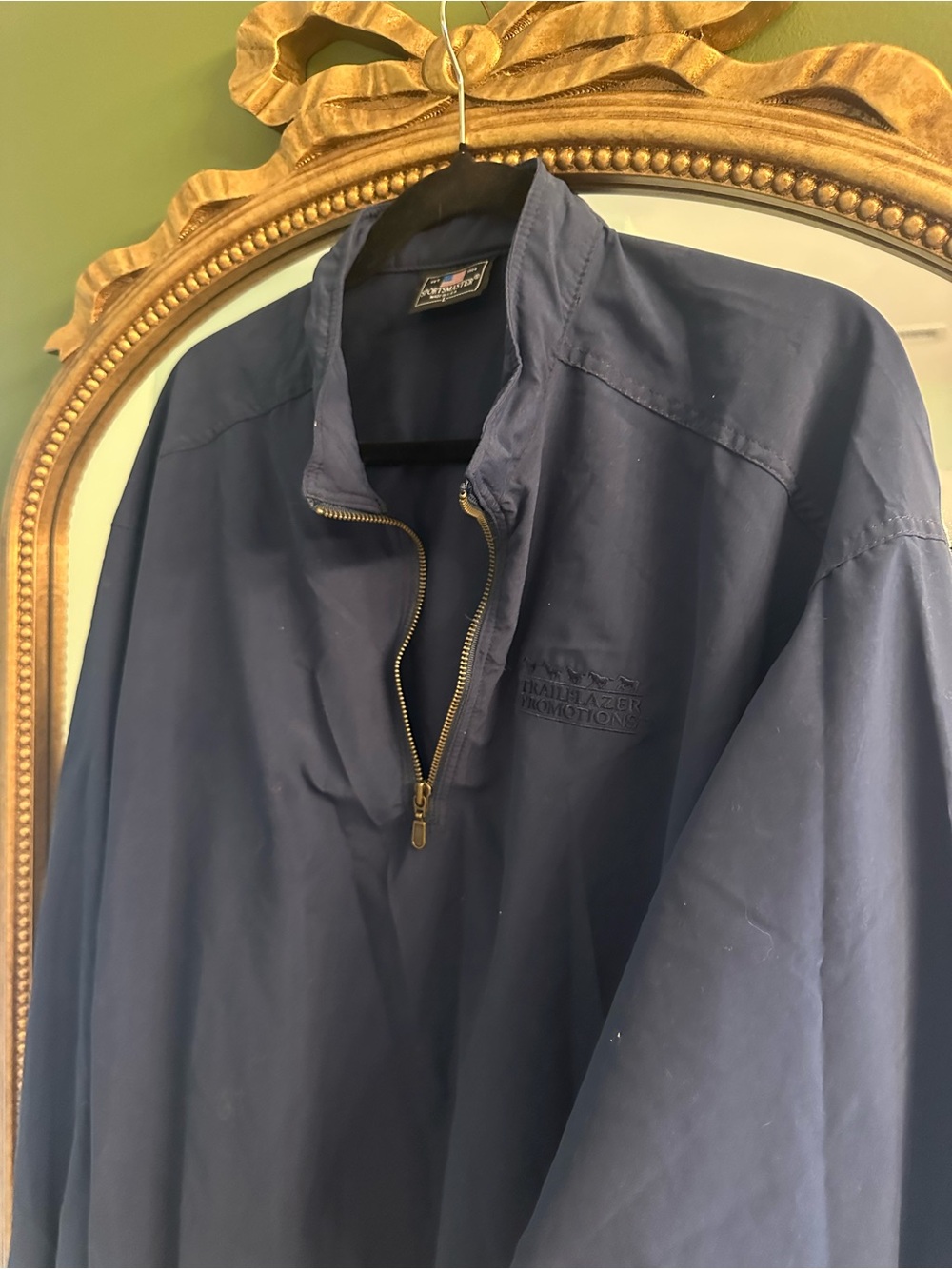 Men's Navy Quarter-Zip Windbreaker with Embroidered Logo